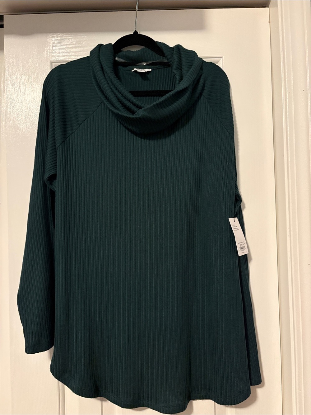 Sonoma Forest Green Ribbed Cowl Neck Sweater
